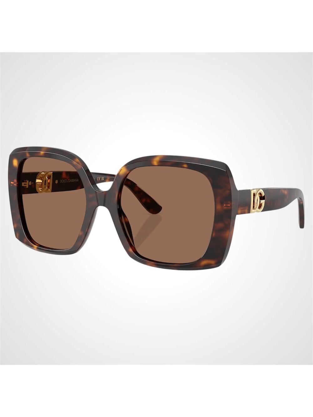 New Dolce & Gabbana Sunglasses Brown Acetate Square Gold Metal DG
